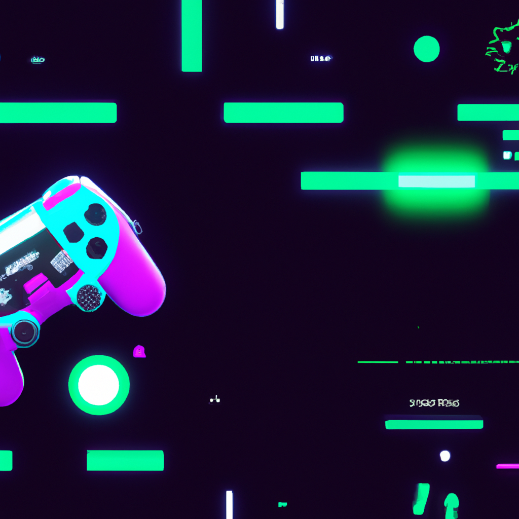 PulseArcade hero: neon controller and HUD
